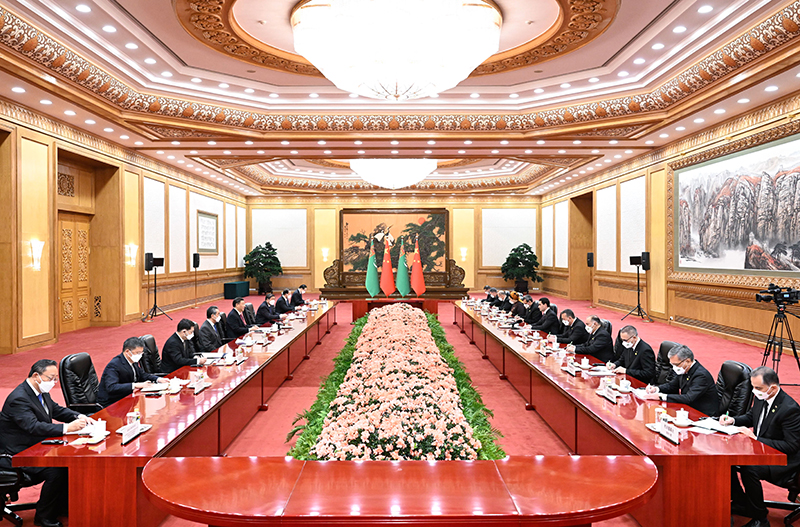 习近平同土库曼斯坦总统谢尔达尔·别尔德穆哈梅多夫举行会谈「相关图片」