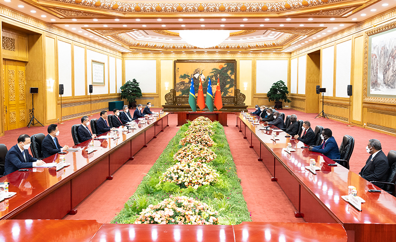 习近平会见所罗门群岛总理索加瓦雷「相关图片」