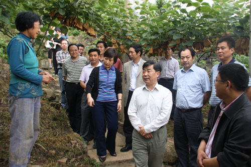 王平在元坝区紫云村与退耕农户交谈